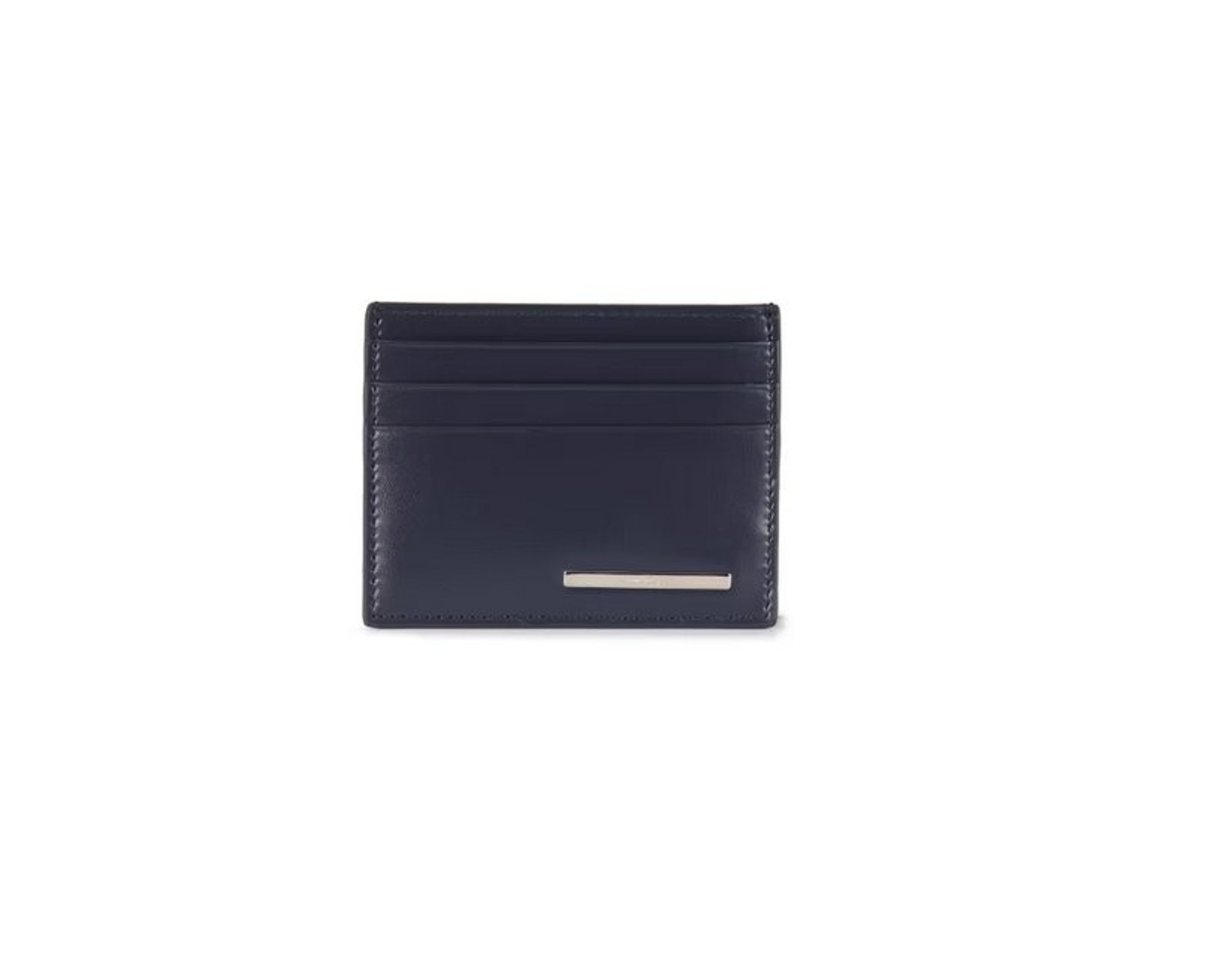 $395 Nib Ferragamo Blue Crosta Leather Credit Card Holder 7 Slots
